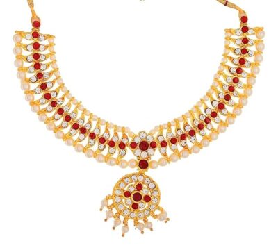 Elite Trade Artistic Red and Golden Classical/Bharatnatyam Heavy Jewellery Set - Image 6