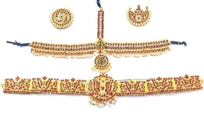 Elite Trade Bharatnatyam belt and Maang Tikka set