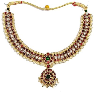 Elite Trade Red And White Kempu Stone Bharatnatyam/Classical Dance Jewellery Set For Women - Image 2