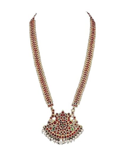 Elite Trade Red Kempu Stone Long Haram/Neckless with Jhumki