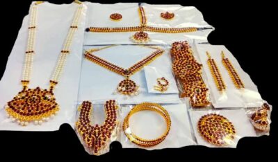 Elite Trade White Kempu Stone Bharatnatyam Jewellery Set For Women - Image 7