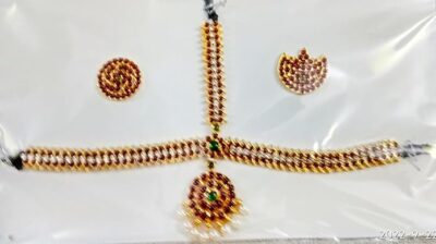 Elite Trade White Kempu Stone Bharatnatyam Jewellery Set For Women - Image 3