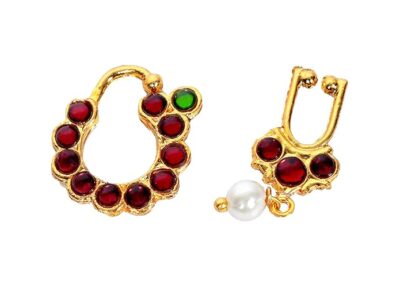 Elite Trade White Kempu Stone Bharatnatyam Jewellery Set With Gajra For Women - Image 4