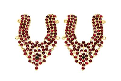 Elite Trade White Kempu Stone Bharatnatyam Jewellery Set With Gajra For Women - Image 3