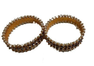 Elite Trade bharatanatyam kempu red and white stone bangles set - Image 3