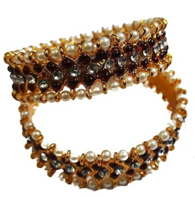 Elite Trade bharatanatyam kempu red and white stone bangles set - Image 2