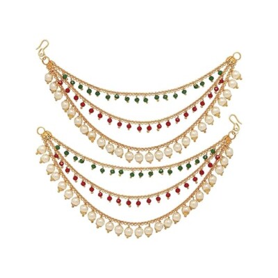 Elite Trade Women's Golden Gold Plated Long Hair Chain Jewellery Earring-ET120