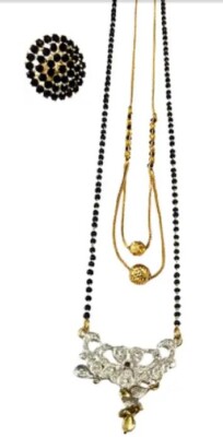 Brass Enamel Black, Gold Jewel Set  (Pack of 1)