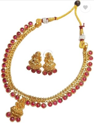 Brass Red Jewel Set  (Pack of 1)