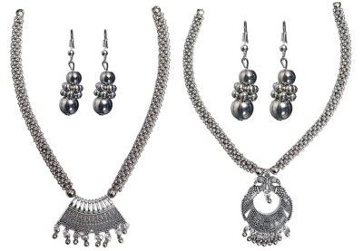 Elite Trade Oxidized Silver neck lace Set